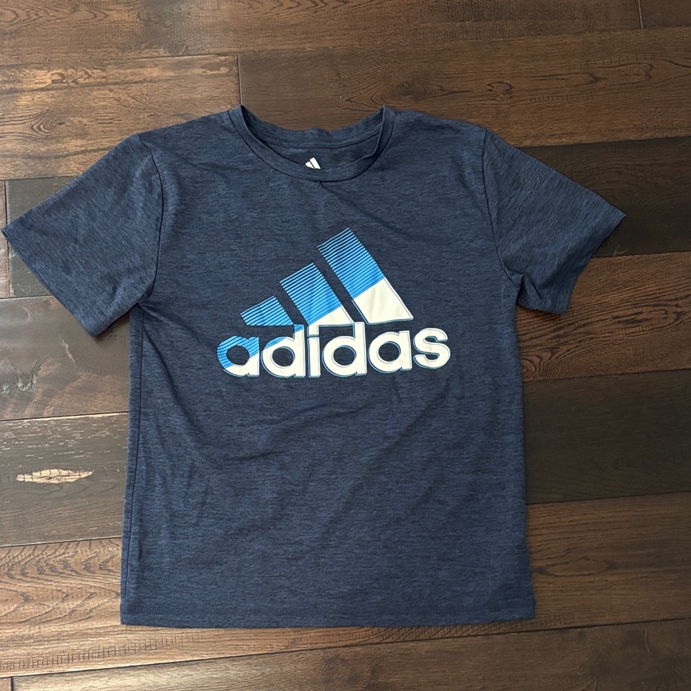 Adidas Kids Heathered Blue Tee with Logo